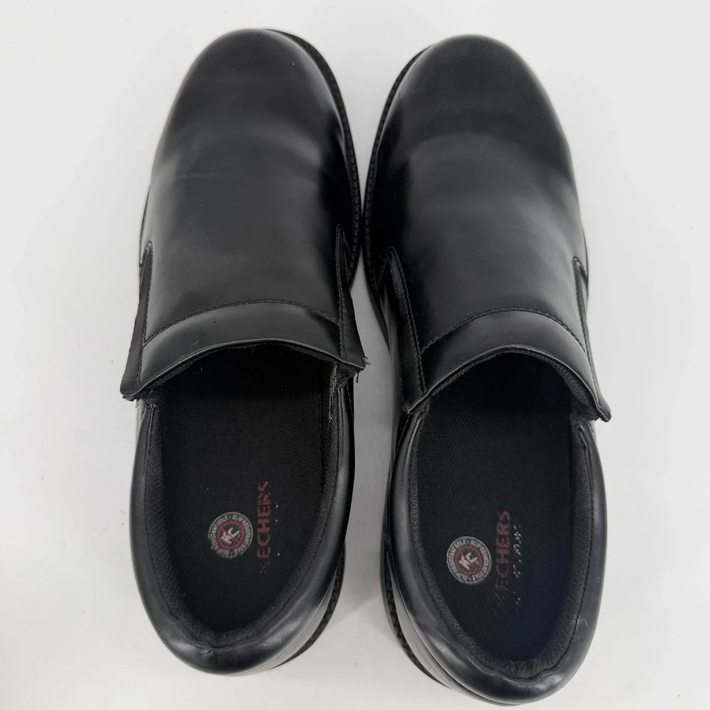 Skechers Work Nampa Wyola Black Leather Slip On Shoes 76083 Mens 13 EH SR